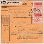 BRD - 2x60 Pfg. Bauwerke, Paketkarte Dielkirchen - Gräfenhausen 1971