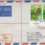 Papua New Guinea - 2x20 T. South Pacific Games Lupo-Einschreibebrief Saidor 1975