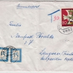 BRD - 20 Pfg. Vogelfluglinie, Brief/Nachporto n. HOLLAND, Meinerzhagen 1963 n.
