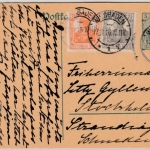 DR - 5 Pfg. Germania GA-Karte+Zusatz n. SCHWEDEN, Wiesbaden - Stockholm 1916