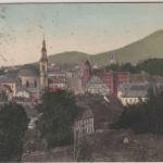 Tschechien - Haida, farb. Ortsansicht m. Kirche, gelaufen 1914
