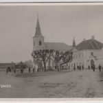 Tschechien - Chroustovice Marktplatz m. Kirche, sw-Fotokarte gelafuen 1931