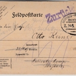 DR - Neuhaus - Probstzella Bahnpost Z.943, Feldpostkarte m. Retourvermerk 1916