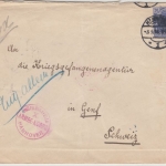 DR - 20 Pfg. Germania, Zensurbrief/Kgf.-Post i.d. SCHWEIZ Hannover - Genf 1916