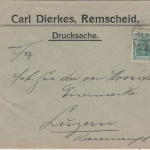 DR - 5 Pfg. Germania, Drucksachenbrief i.d. SCHWEIZ, Remscheid - Luzern 1919