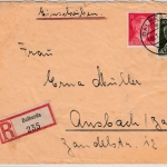 DR - Dalherda ü. Fulda, Poststelle I, Einschreibebrief n. Ansbach 1944