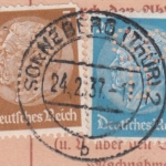 DR - Sonneberg (Thür) 1937 3+20 Pfg. Hindenburg Perfin COD Nachnahme-Drucksache