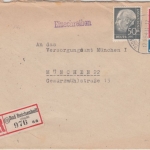 BRD - 50+20 Pfg. Heuss I, Einschreibebrief Bad Reichenhall - München 1954