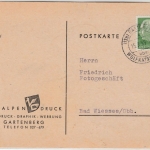 BRD - (13b) Gartenberg ü. Wolfratshausen Poststelle I, Karte n. Bad Wiessee 1959