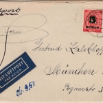 Berlin - 5+20 Pfg. Grünaufdruck/Bauten, Lupo-Brief n. München 1950