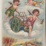 Glückwunsch - Neujahr Engel Prägekarte gelaufen Weilheim 1907