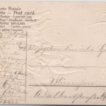 Glückwunsch - Neujahr Engel Prägekarte gelaufen Weilheim 1907