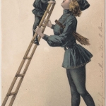 Glückwunsch - Neujahr Kitschdarstellung Kaminkehrer gelaufen München 23 1904