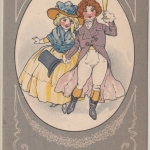 Glückwunsch - Neujahr Biedermeier-Paar gelaufen München 1904