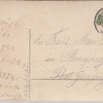 Glückwunsch - Neujahr Engel Glocke Prägekarte gelaufen Grafing 1908