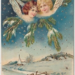 Glückwunsch - Neujahr Engelsköpfe m. Winterlandschaft Prägekarte Aubing 1903