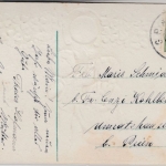 Glückwunsch - Neujahr Kinder Hufeisen Uhr Prägekarte gelaufen Grafing 1914