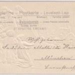 Glückwunsch - Weihnachten Engel mit Kirche, Prägekarte m. Textilauflage 1901