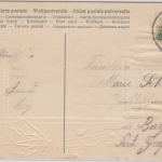 Glückwunsch - Ostern Mädchen mit Palmkätzchenstrauß Prägekarte Grafing 1908