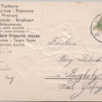 Glückwunsch - Namenstag Kinderpaar Prägekarte mit Textilauflage Grafing 1907