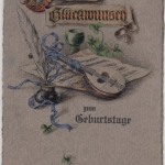 Glückwunsch - Geburtstag Stilleben (Wein, Noten, etc.) Prägekarte 1913