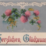 Glückwunsch - Herzlichen Glückwunsch Blumen mit Zierornament Prägekarte Diessen