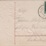 Glückwunsch - Weihnachten Schlitten mit Winterlandschaft Prägekarte Grafing 1913
