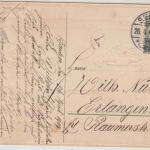 Glückwunsch - Geburtstag Jugendstil Prägekarte gelaufen Sebnitz 1909