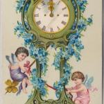 Glückwunsch - Neujahr Uhr mit Engel Farb-AK Weilheim 1907