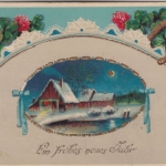 Glückwunsch - Neujahr Winterlandschaft mit Zierrahmen, Prägekarte Fürth 1910