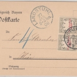 Bayern - 2 Pfg. Portomarke, Paar a. Ortskarte Landstuhl 1906