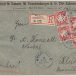 Bayern - 4x10 Pfg. Wappen, Einschreibebrief n. ÖSTERREICH, München 6, 1902 n.