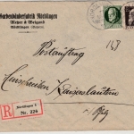 Bayern - 25+5 Pfg. Luitpold/Ludwig, Einschreibebrief Nördlingen - Kaiserslautern