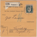 Bayern - 60 Pfg. Luitpold, Paketkarte Pirmasens - Nürnberg 1917