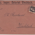 Bayern - 25 Pfg. Luitpold Orts-Zustellurkunde Viechtach 1911