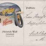 DR - Hering Kfz-Reifen, farb. illustr. Firmenkarte Giebelstadt - Marktbreit 1921