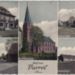 Niedersachsen - Varrel, farb. Mehrbild-Fotokarte (Bank, Schule etc.), 1959