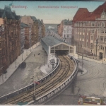 Hamburg - Hamburg-Altstadt, Hochbahnstrecke m. Rödingsmarkt farb. AK 1912