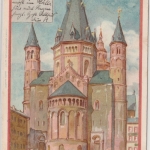 Rheinland-Pfalz - Mainz Dom, farb. Künstlerkarte sign. F. Hein, gelaufen 1898