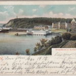 Schleswig-Holstein - Glücksburg Strandhotel u. Kurhaus, farb. AK gelaufen 1902