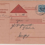 DR-Infla - 80 Pfg. By-Abschied/DR, Orts-Nachnahmekarte 1921