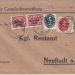 DR-Infla - 2x75 Pfg. By-Abschied/DR u.a. Dienstbrief Obersüssbach -Neustadt 1922