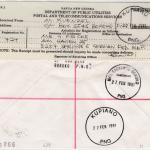 Papua-Neuguinea - Kupiano 22.2.91 Einschreibebrief m. prov. R-Zettel