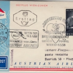 Österreich - AUA 1st-Flug Wien - Zürich, FDC + ESST Muttertag Wien 1958