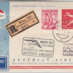 Österreich - AUA 1st-Flug Wien - London, Lupo-Einschreibebrief 1958