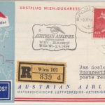 Österreich - AUA Eröffnungsflug Wien - Bukarest, Lupo-Einschreibebrief 1959
