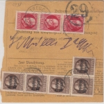Bayern - 3x35 Pfg. Germania/Freistaat u.a., Paketkarte Treuchtlingen - Nürnberg