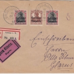 Bayern - 2x40+35 Pfg. Germania/Freistaat, Eil-Einschreibebrief i.d. SCHWEIZ 1919