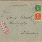 Bayern - 30+5 Pfg. Ludwig, Einschreibebrief wassertrüdingen - Nürnberg 1919