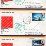 Bahrain - Concorde, 3 versch. Werte a. 3 LH-Erstflug-Briefen 1976